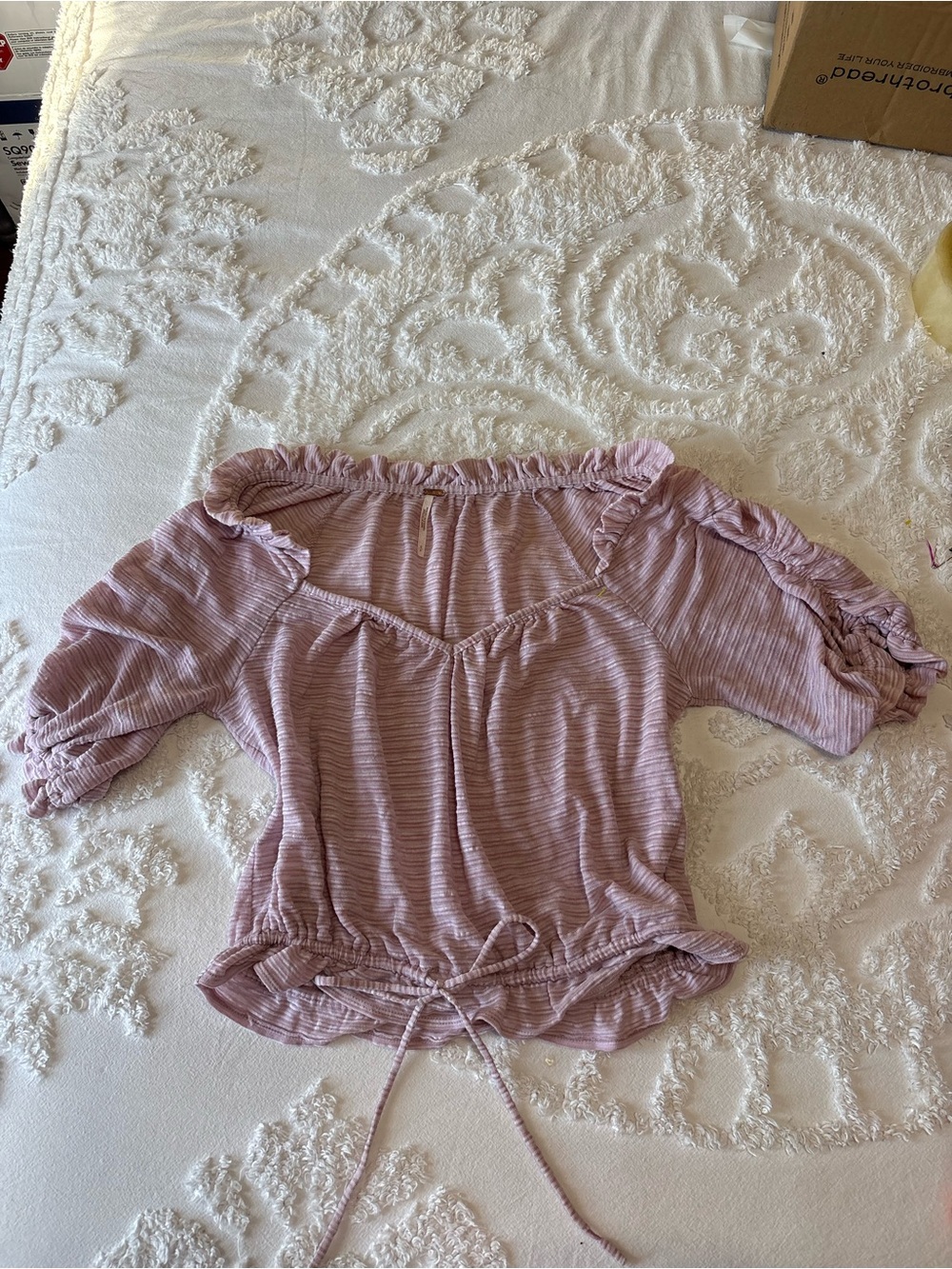 Free people boho Light Mauve Off-Shoulder Women’s Top with Tie Waist